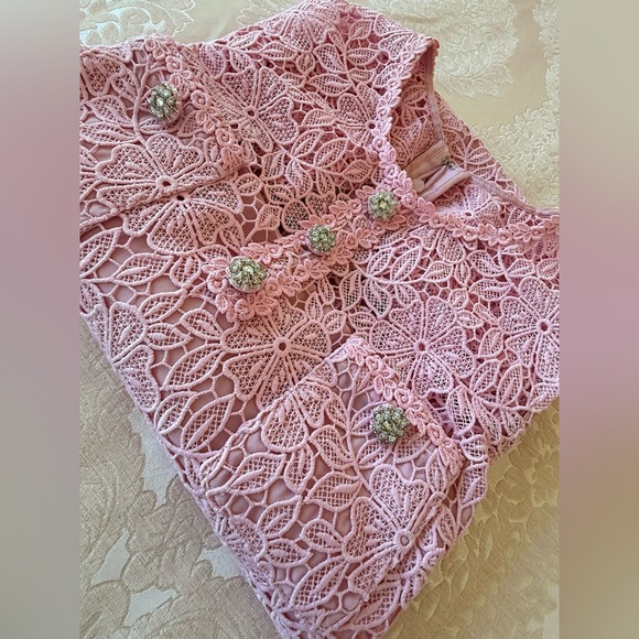 Self-Portrait Blush Lace Floral Mini Dress - Picture 7 of 9